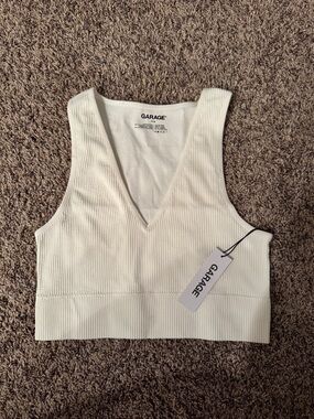 Garage Cream Ribbed V-Neck Cami